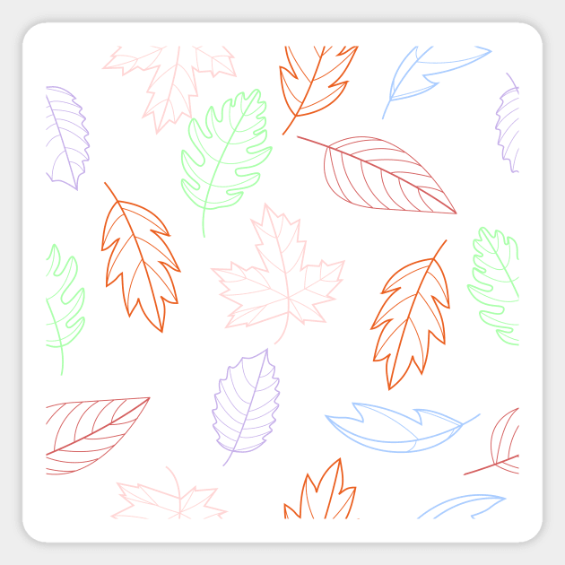 Leaves Pattern - Bold Outlines Sticker by A2Gretchen